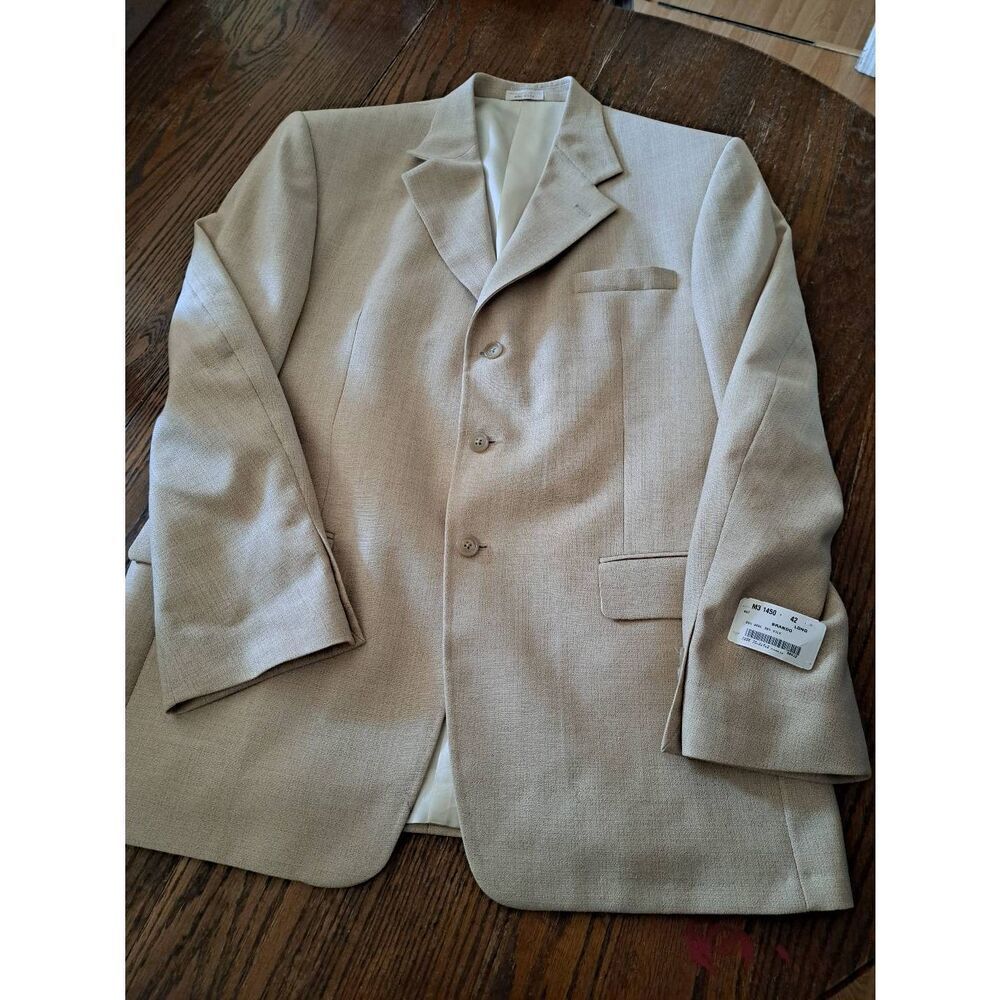 New 42l Shawn Thomas Cream Tan Brando Suit Jacket Sports Coat Formal Wear